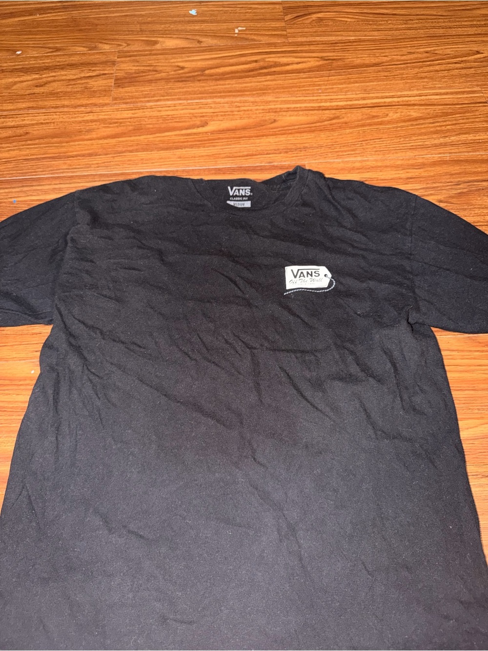 Vans Black Long Sleeve Shirt with White Chest Logo